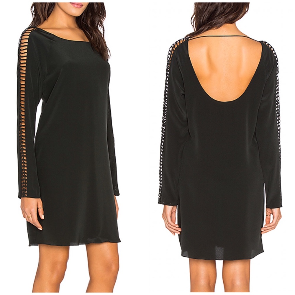 Rory Beca Marit Lattice Sleeve Silk Shift Dress XS